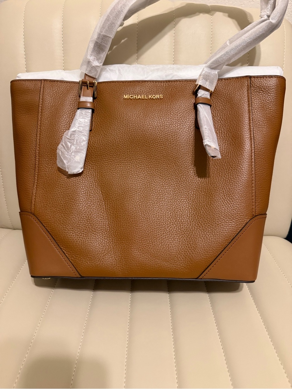 Michael Kors Cognac Pebbled Leather Tote